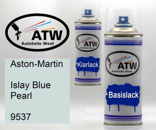 Aston-Martin, Islay Blue Pearl, 9537: 400ml Sprühdose + 400ml Klarlack - Set, von ATW Autoteile West.